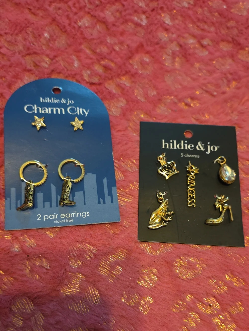 hildie & jo Kids Gold Charm Earrings and Charms Set - Gold